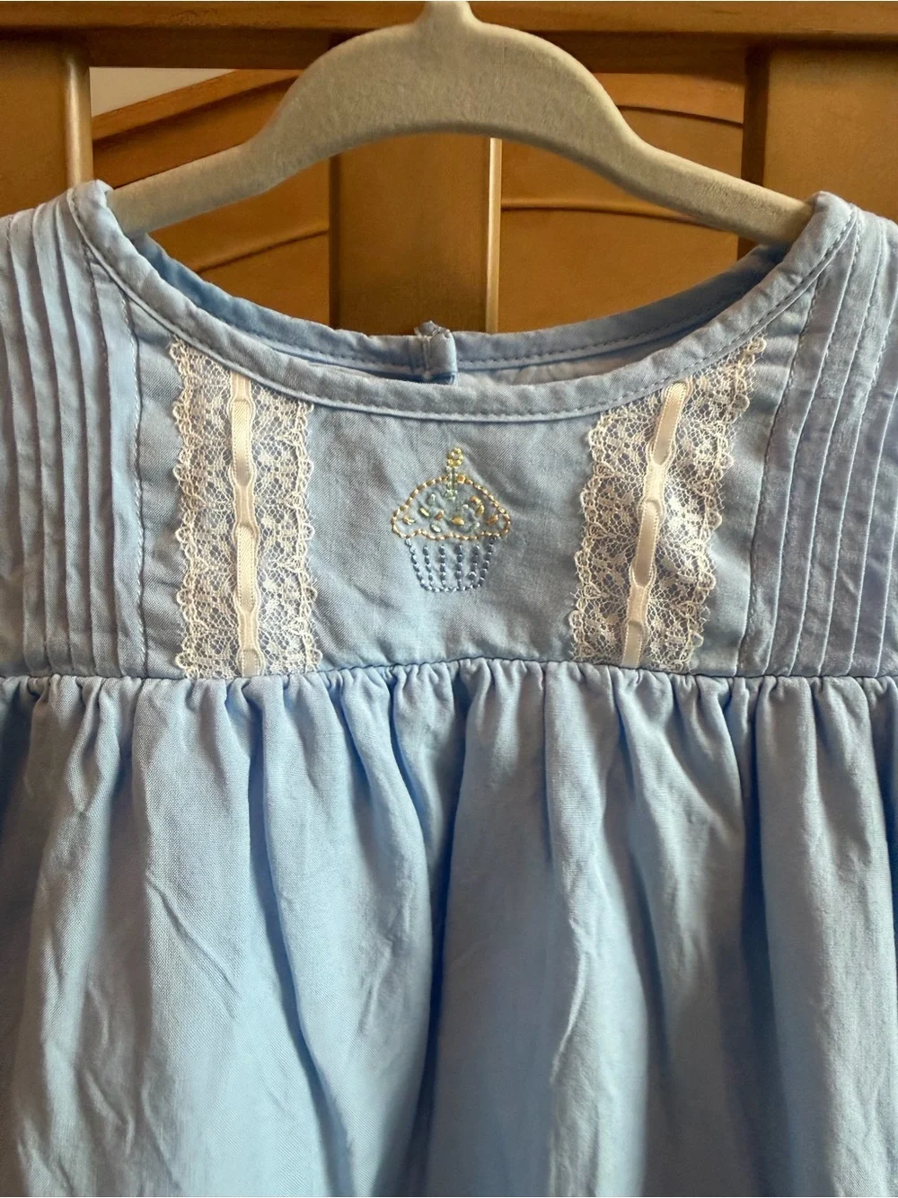 Stitchy Fish Bleu Collection 18 Mo Birthday Keepsake Embroidered Heirloom Bubble